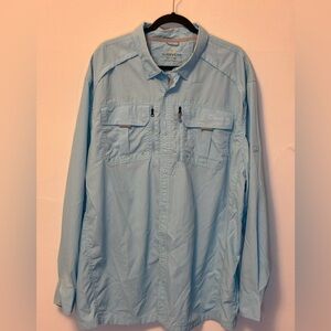 Like New Cabelas Guidewear Light Blue Long-Sleeve Outdoor Shirt Jacket 2XL